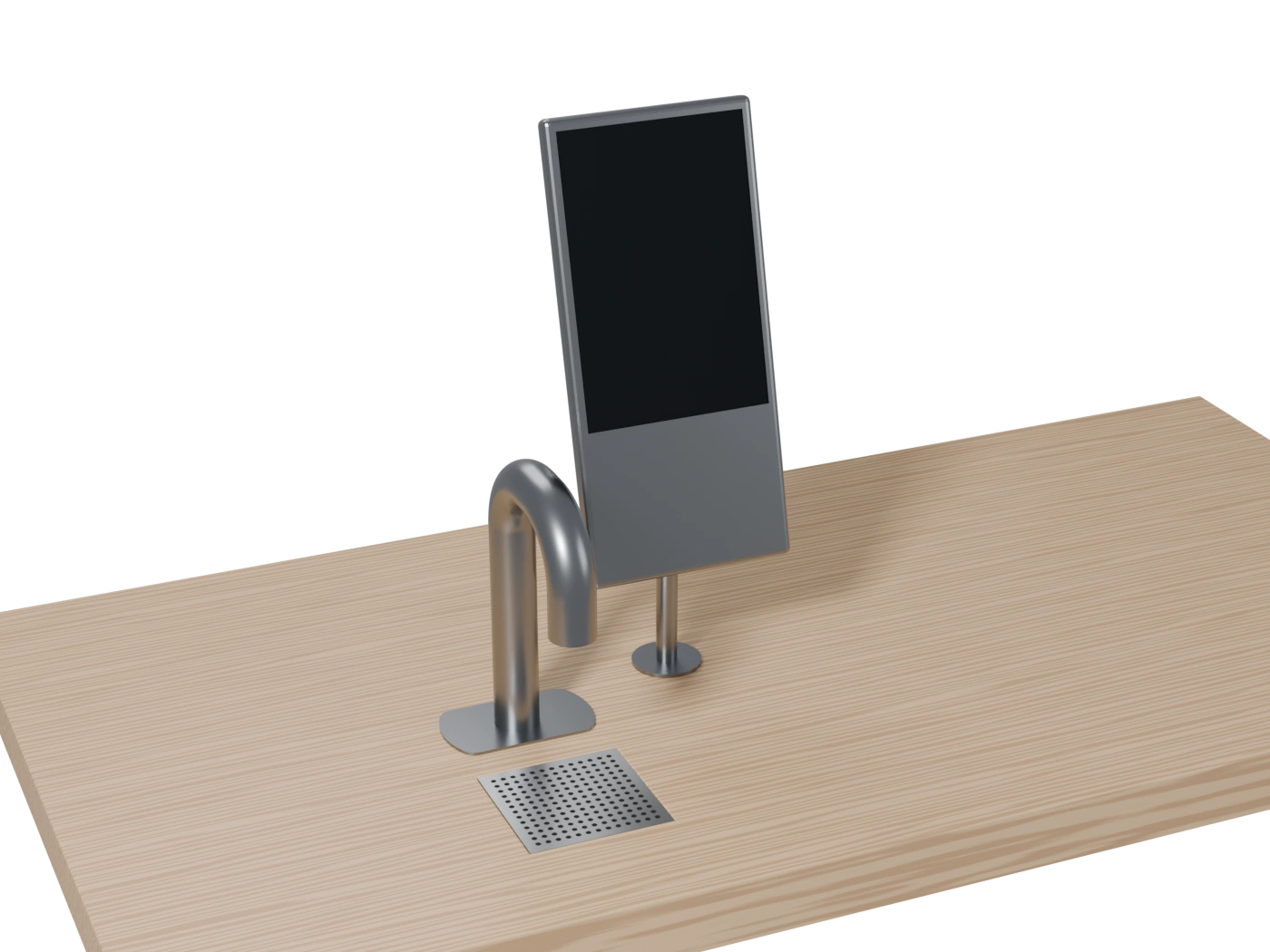 Кран X-TAP, каплесборник и стойка заказов, врезанные в столешницу